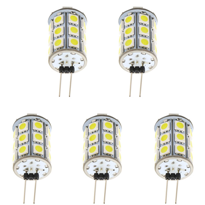 AC10-18V/DC10-30V, Back-Pin Tower T3 JC G4 LED Bulb, 4.8 Watts, 30-35W Equivalent, 5-Pack AC10-18V/DC10-30V, Back-Pin Tower T3 JC G4 LED Bulb, 4.8 Watts, 30-35W Equivalent, 5-Pack